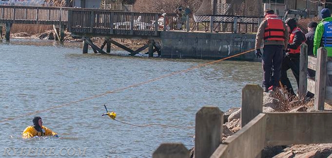 Ice Water Rescue Drill on 2/27/16.  Photo by RFD LT. Lester Millman